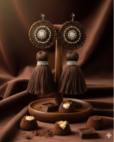 Háčkované  dizajnové náušnice "Čokoládky"